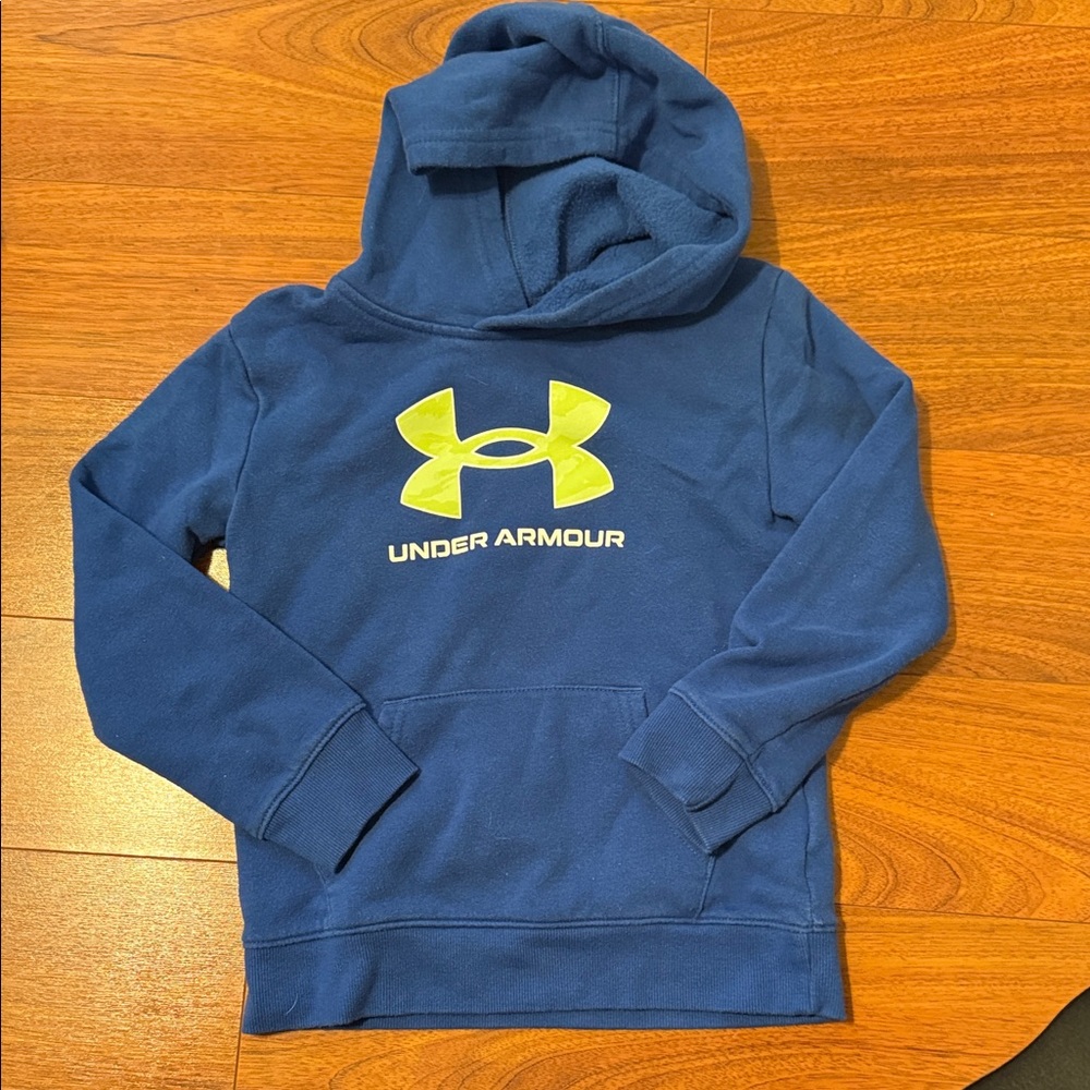 Under Armour Kids Navy Hoodie with Yellow Logo